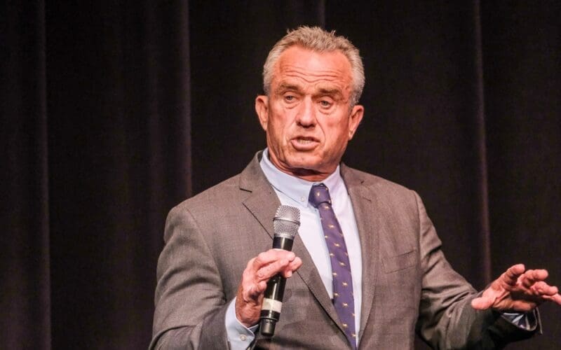 Robert F. Kennedy Jr. discusses immigration issues after the premiere of Midnight at the Border in Beverly Hills, Calif., on Aug. 3, 2023