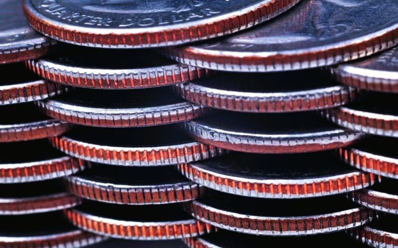 Stacked quarter coins