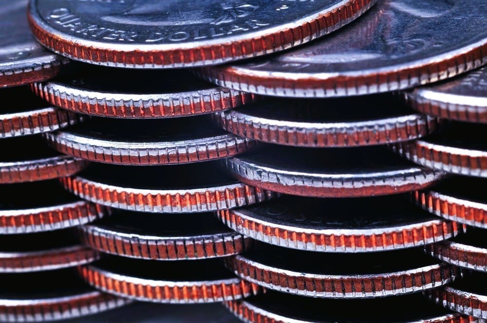 Stacked quarter coins