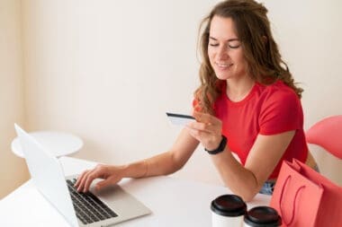 Stunning Woman Prepared for an Online Shopping Spree