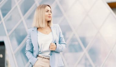 Successful business woman in blue suit