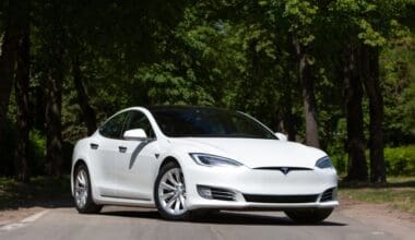 Tesla Model S 2022 at the rural road