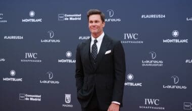 Tom Brady arrives at the Laureus World Sports Awards at Galería De Cristal on April 22, 2024 in Madrid, Spain