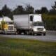 Trucks on US roads transporting groceries and goods