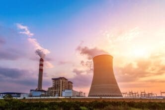 Twilight image of a power plant