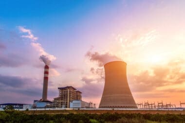 Twilight image of a power plant