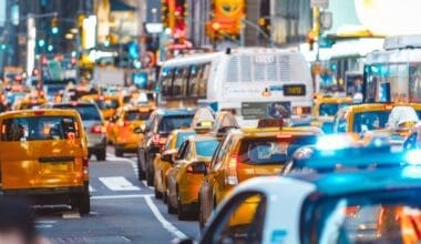 Urban jungle scene with cars and traffic in New york city