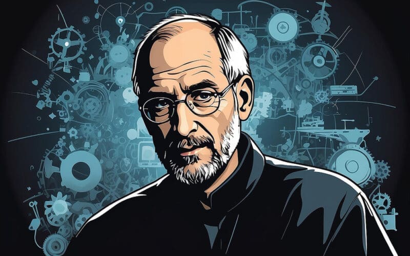 Vector illustration of Steve Jobs, the visionary behind Apple