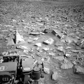 NASA's Mars rover Curiosity acquired this image, which includes the pyramid-shaped rock at left in the photo, the science target dubbed “Pyramid Lake,” using its Left Navigation Camera. The rover acquired the image on sol 4452, or Martian day 4,452 of the Mars Science Laboratory mission, on Feb. 13, 2025, at 14:22:06 UTC. NASA/JPL-Caltech