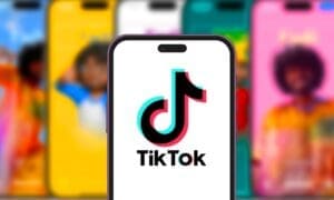 iPhone 15 with TIK TOK logo, which is a popular social network on the internet. United States, Wednesday, November 27, 2023