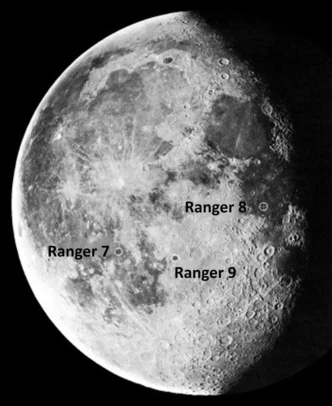 Impact sites of Rangers 7, 8, and 9.