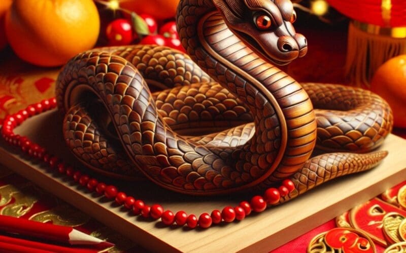 realistic chinese new year wood snake