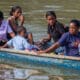 Indigenous migrants are traveling by boat in the Darien Province, Panama, Central America