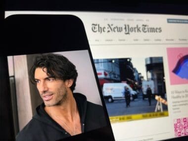 Toronto, Canada - January 1 2024 Justin Baldoni sues New York Times for $250 million over Blake Lively story
