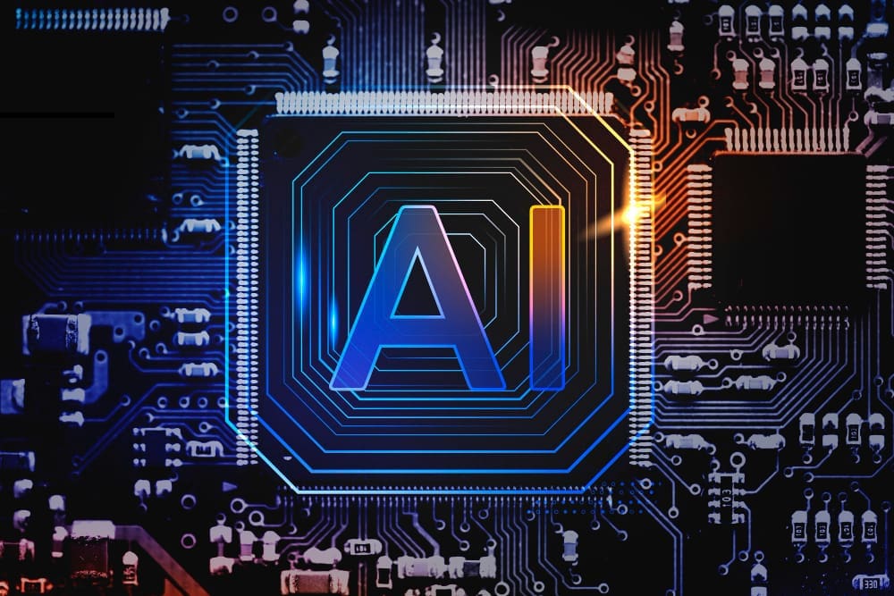 AI technology microchip background futuristic innovation technology