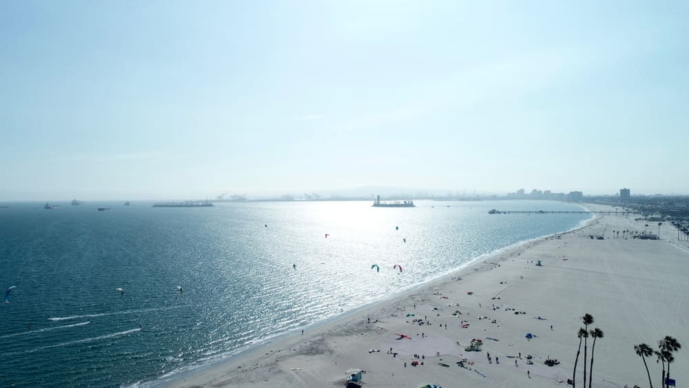 Aerial view of Long Beach near Rosie’s Dog Beach on a clear, summer day. By Shutterstock.com - Lewis Directed Films