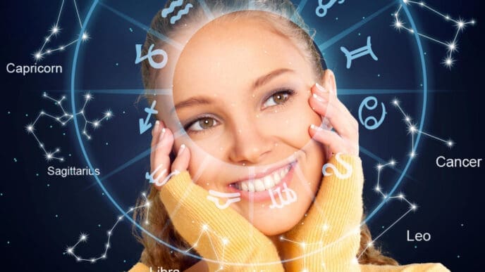 Astrology, twelve zodiac signs and beautiful woman