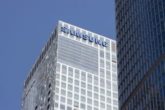 Beijing, China - Sep 21, 2023 Exterior view of Samsung Tower, the Samsung China headquarters building in Beijing. Samsung Electronics Co., Ltd. is a South Korean consumer electronics corporation.