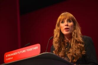 Brighton, UK - 09.25.2021. Deputy Prime Minister Angela Rayner gives her speech at the Labour Party Conference. By Shutterstock.com - Rupert Rivett