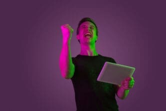Concept of human emotions, facial expression, sales, ad