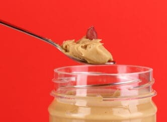 Delicious peanut butter in jar