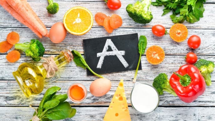 Foods containing natural Vitamin A broccoli, carrots, milk, cheese, spinach, apricots, parsley, tomatoes