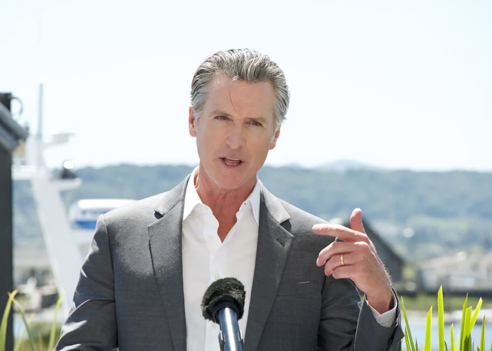 Governor Gavin Newsom speaking at a Press Event announcing a climate partnership between CA and Norway, a commitment to international climate collaboration