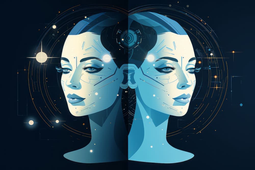 Illustrated rendering of twin avatar