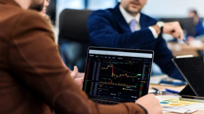 Investors in a business meeting in an office