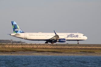JetBlue Airbus A321 airplane at Boston Logan Airport (BOS) in the United States