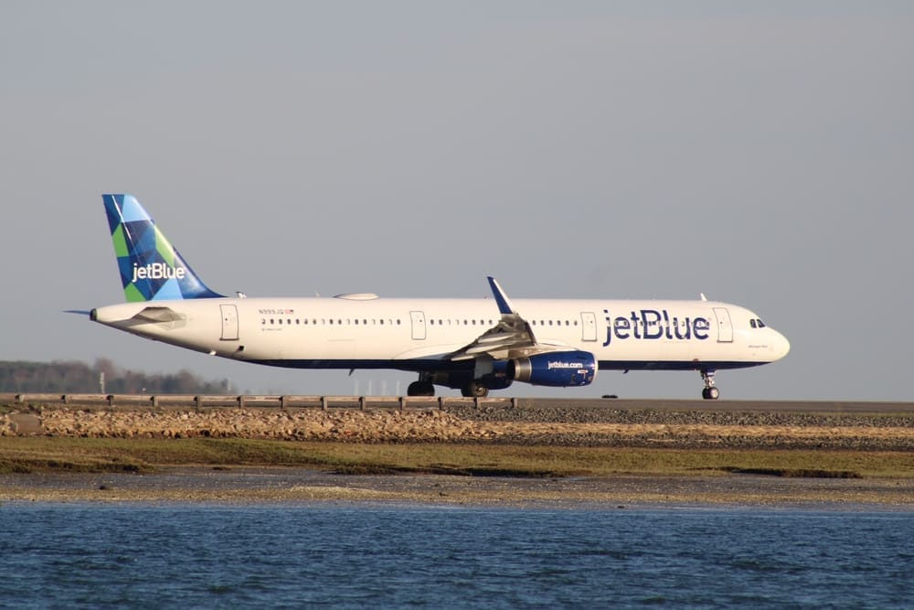 JetBlue Airbus A321 airplane at Boston Logan Airport (BOS) in the United States