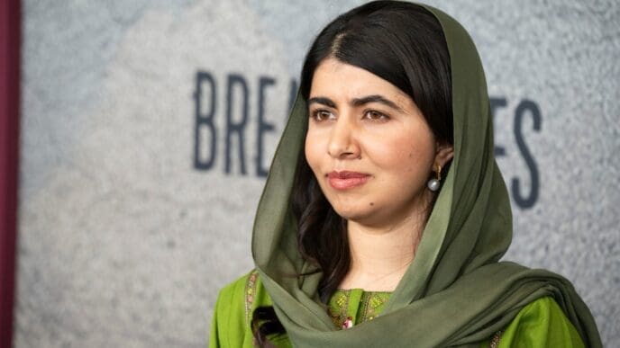 Malala Yousafzai at the premiere for Bread and Roses at the Hammer Museum