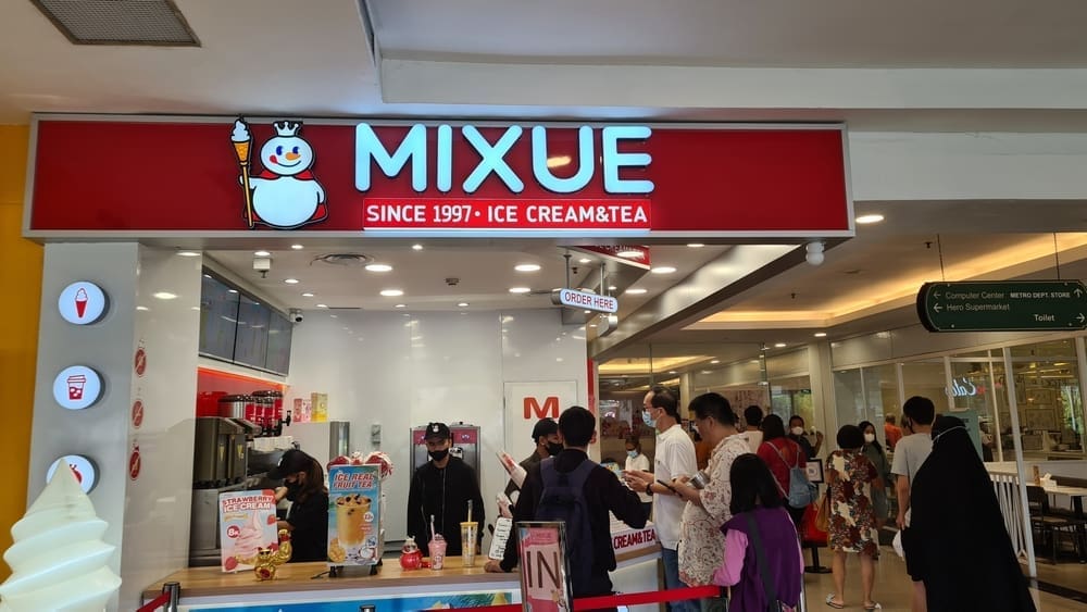 Mixue Bingcheng is a Chinese chain of fresh ice cream and tea stores operated by Mixue Bingcheng Co., Ltd. Jakarta - March 14 2023