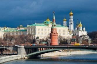 Moscow Kremlin view in winter day