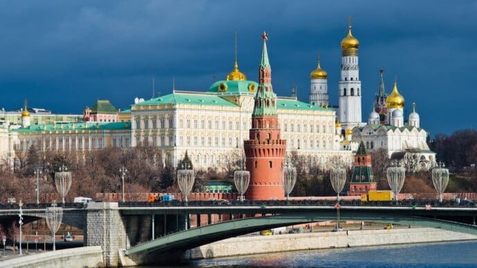 Moscow Kremlin view in winter day