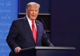 NASHVILLE, TENNESSEE - U.S. President Donald Trump participates in the final presidential debate against Democratic presidential nominee Joe Biden at Belmont University on October 22, 2020.