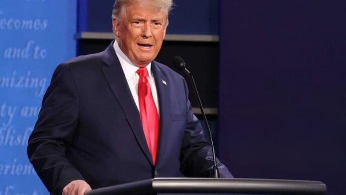 NASHVILLE, TENNESSEE - U.S. President Donald Trump participates in the final presidential debate against Democratic presidential nominee Joe Biden at Belmont University on October 22, 2020.