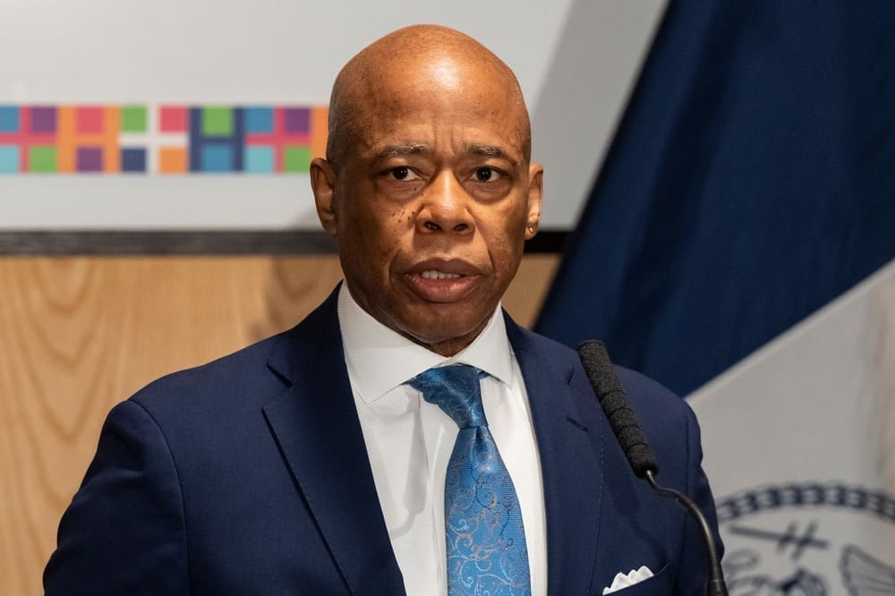 New York, NY - March 14, 2025 Mayor Eric Adams speaks during the COVID-19 five-year commemoration event at NYC Health + Hospitals - Elmhurst Hospital. Credit: Shutterstock.com - Lev Radin
