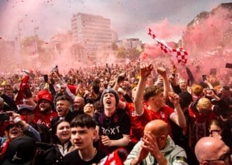 Nottingham, England, May 5 2022 Nottingham Forest Playoff Final Winners Celebration