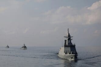 Odessa, Ukraine, 8 Jan 2024. Fleet of the Russian Navy shooting target aircraft and ships at the Black Sea in the waters off the southern coast of Ukraine. By Shutterstock.com - Somkanae Sawatdinak
