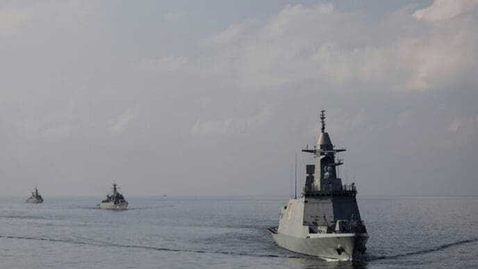 Odessa, Ukraine, 8 Jan 2024. Fleet of the Russian Navy shooting target aircraft and ships at the Black Sea in the waters off the southern coast of Ukraine. By Shutterstock.com - Somkanae Sawatdinak