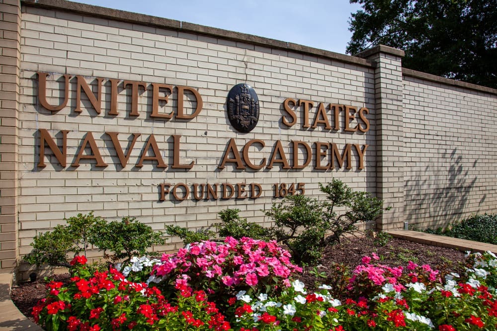 Outside view of the Naval Academy in Annapolis, MD