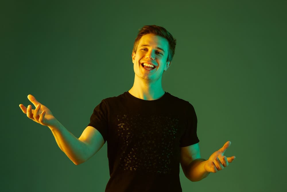 Portrait of a Joyful Caucasian Man Radiating Happiness