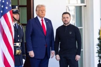President Donald Trump welcomes Ukrainian President Volodymyr Zelenskyy to the White House to sign a deal granting the US access to Ukraine's rare minerals