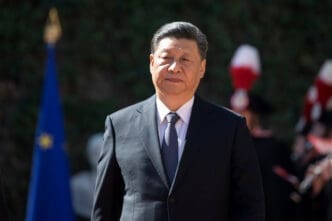 Rome, Italy - March 23, 2019 Xi Jinping, China's president and Giuseppe Conte, Italy's prime minister, arrive for the signing of a memorandum of understanding at Villa Madama in Rome.