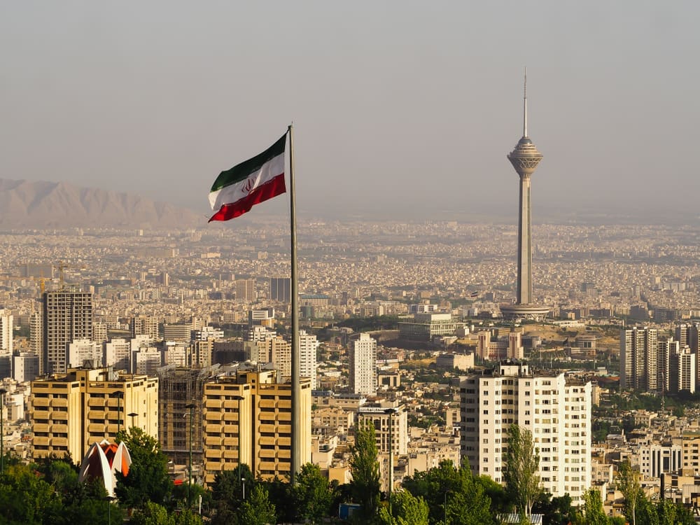 Tehran, Iran - April 28, 2019. Skyscrapers in Tehran, Iran. By Shutterstock.com - Vanchai Tan