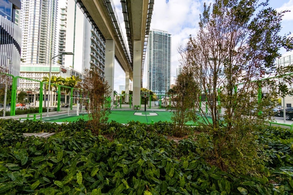 The Underline Brickell Backyard walking paths and recreational park in Brickell, Miami, Florida taken in January 2022