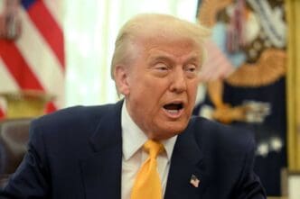 President Donald Trump speaks from the Oval Office of the White House in Washington, DC, on March 7, 2025.