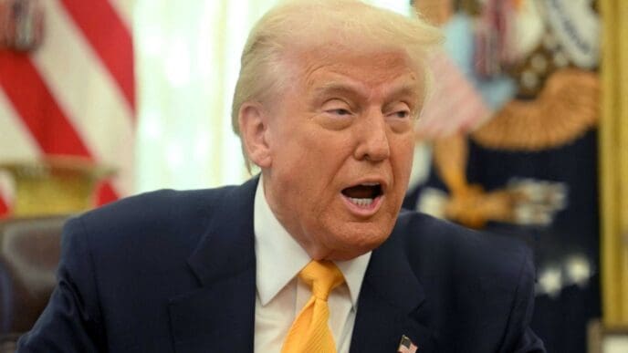 President Donald Trump speaks from the Oval Office of the White House in Washington, DC, on March 7, 2025.