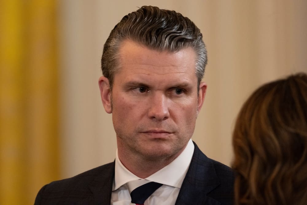 WASHINGTON D.C., USA - FEBRUARY 4, 2025. United States Secretary of Defense Pete Hegseth is seen in the East Room of the White House. By Shutterstock.com - Noamgalai
